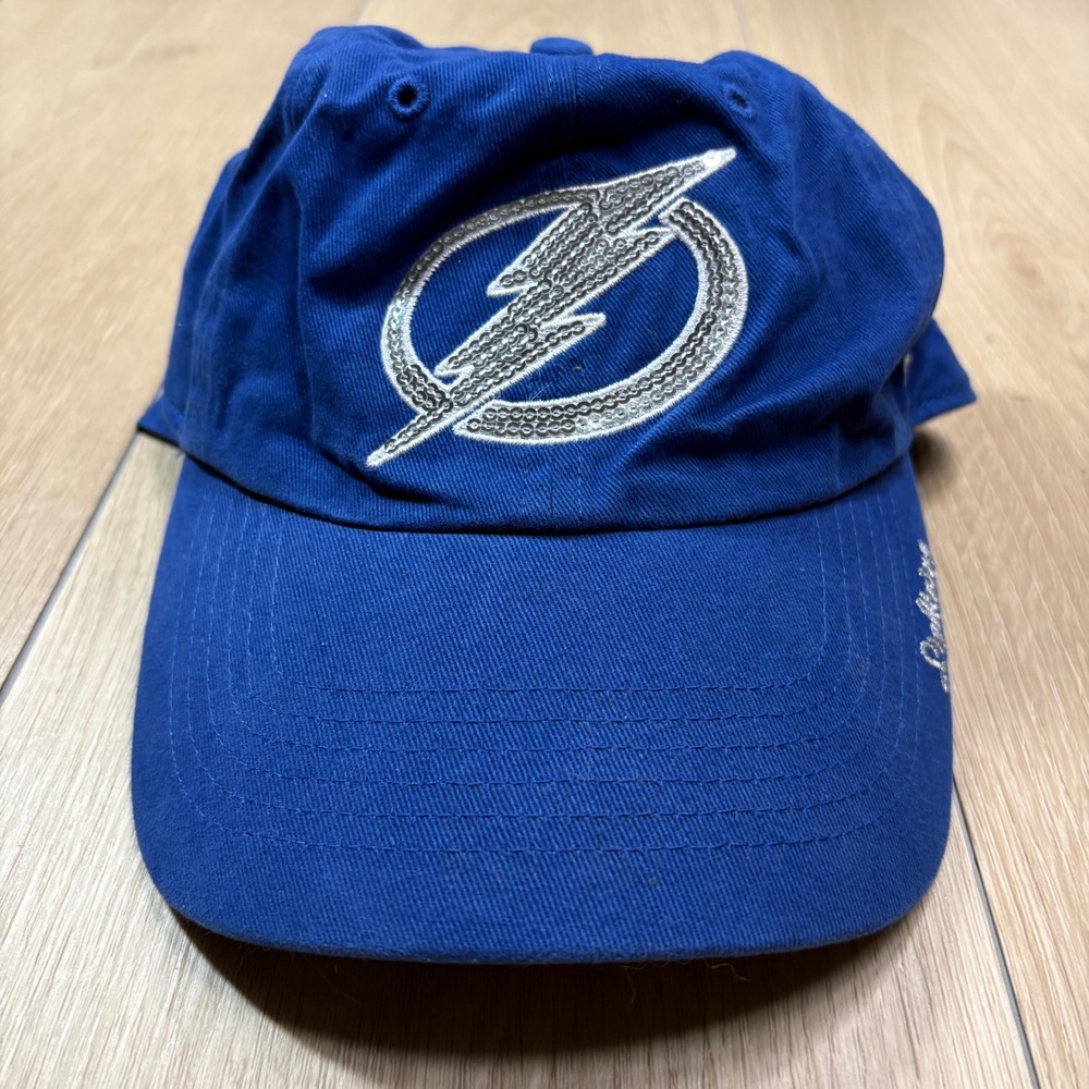 47 Brand Tampa Bay Lightning Women NHL Strap Hat Blue Rhinestone Sequin Logo Cap